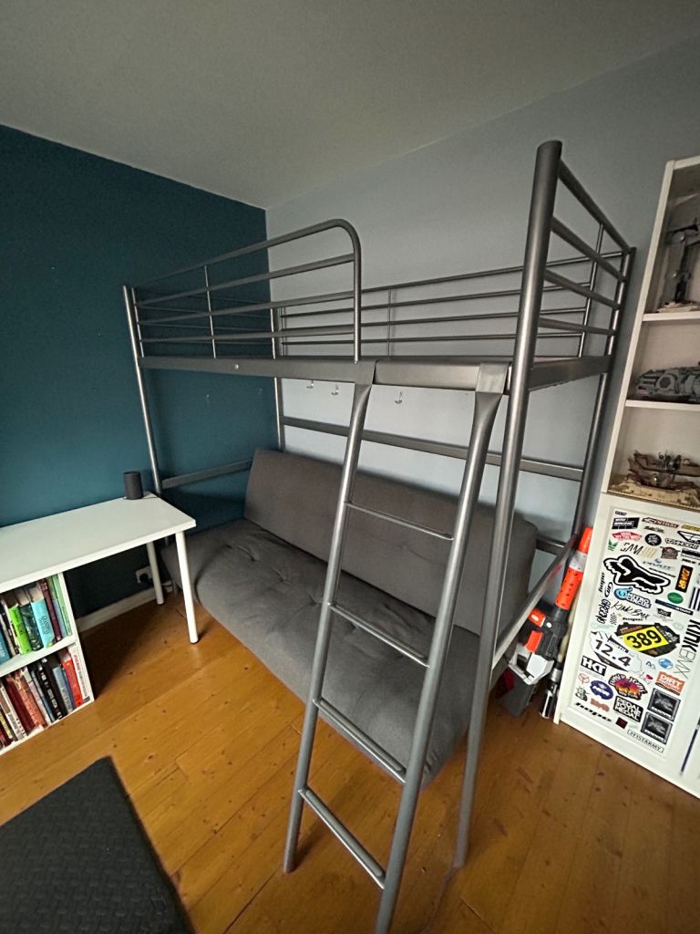 Ikea SVÄRTA Loft bed frame & mattress 