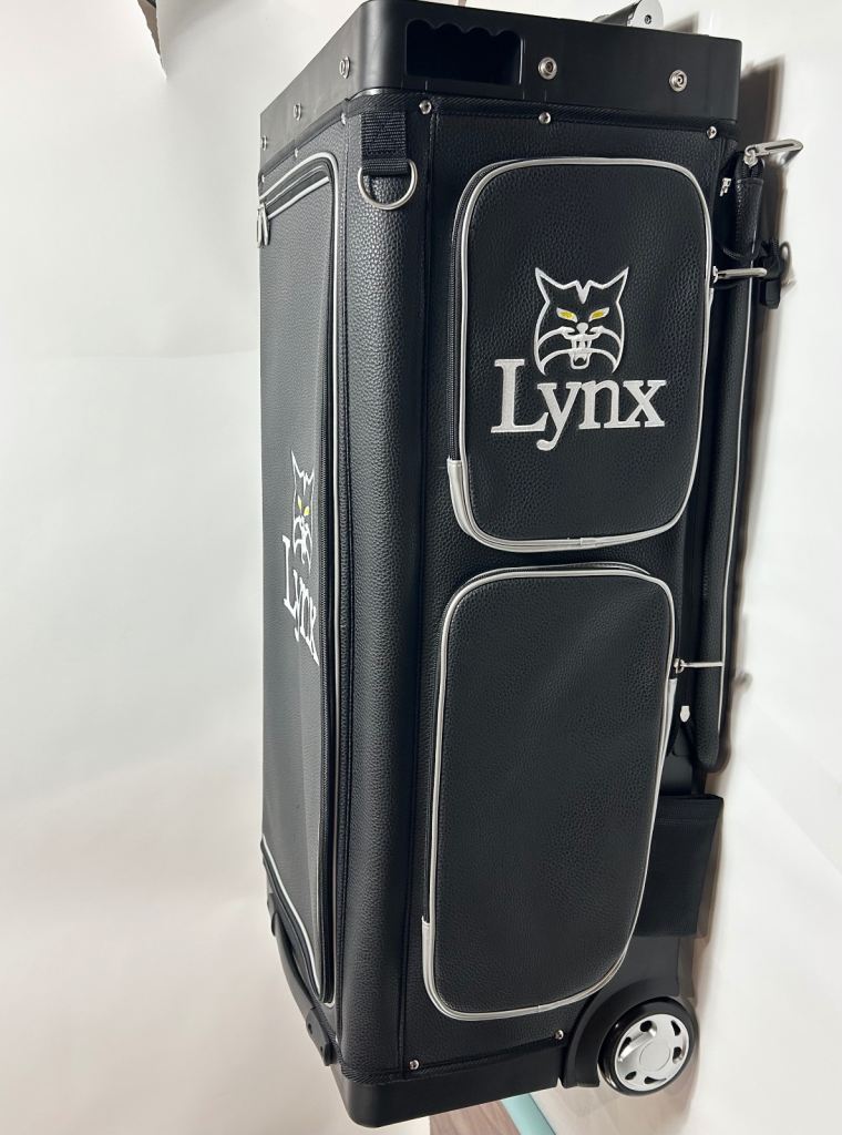 Lynx Black Leather Adjustable Multiple Compartment Golf Transport Bag Cart
