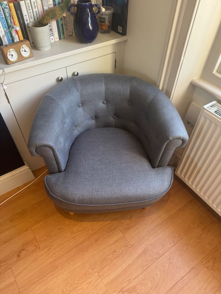 MADE Grey/Blue Accent Chair - Good Condition