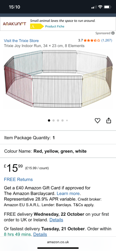 Trixie small animal enclosure