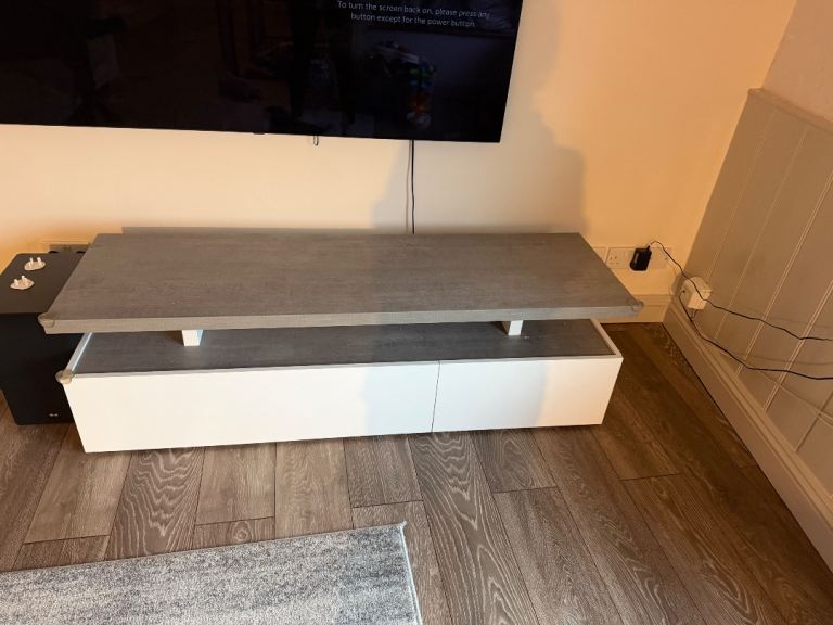Large grey white tv unit 