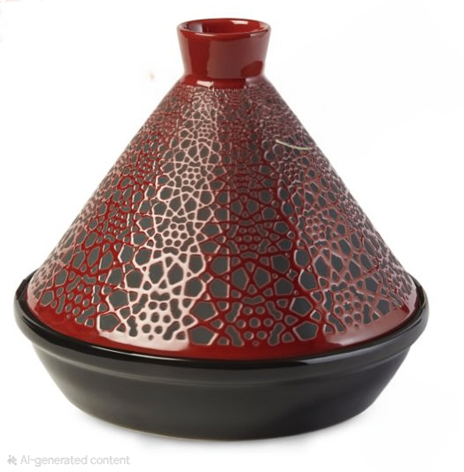Red Moroccan Ceramic Tagine Cooking Pot Casserole Dish Oven Safe Kitchen Decor