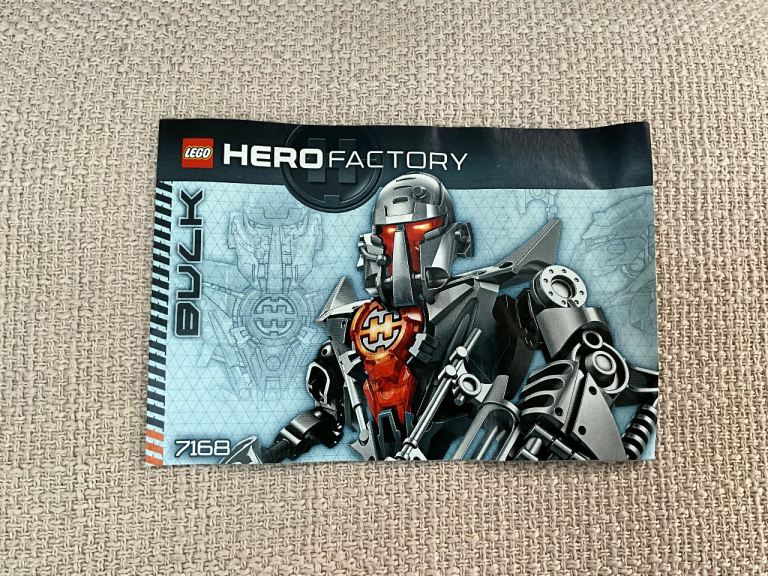 LEGO Hero Factory Duncan Bulk 7168, complete with assembly instruction guide.
