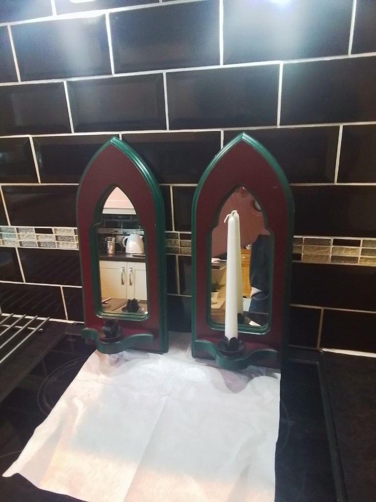 Baker trenchard wooden arch mirror candle holder 