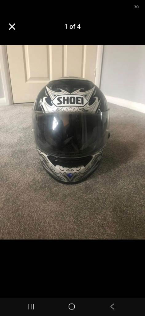 Shoei Motorcycle Helmet - Black and Silver, Good Condition