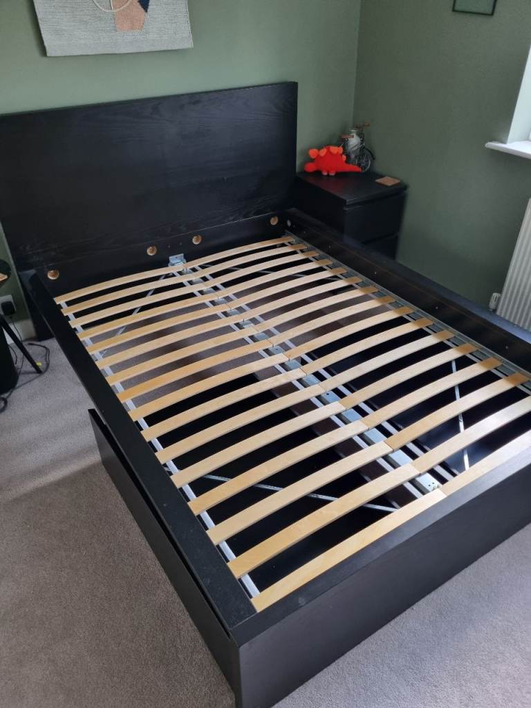 IKEA Malm Double Bed Frame and Two Drawers (Black)