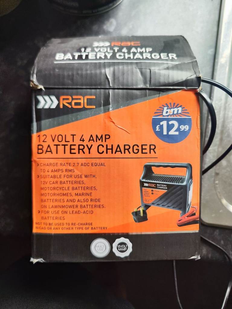 Rac car battery charger 12 Volt 4 amp. 