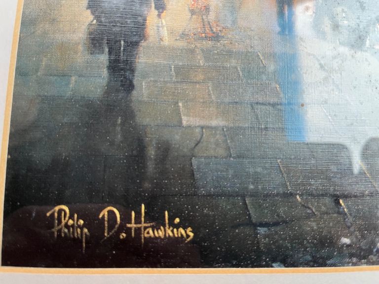 4X Philip D Hawkins framed painting/prints depicting trains as shown in photos. Exc cond.