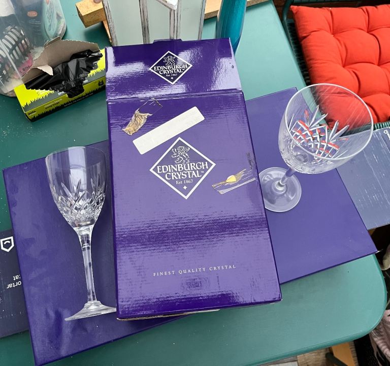 Pair Edinburgh Crystal wine glasses