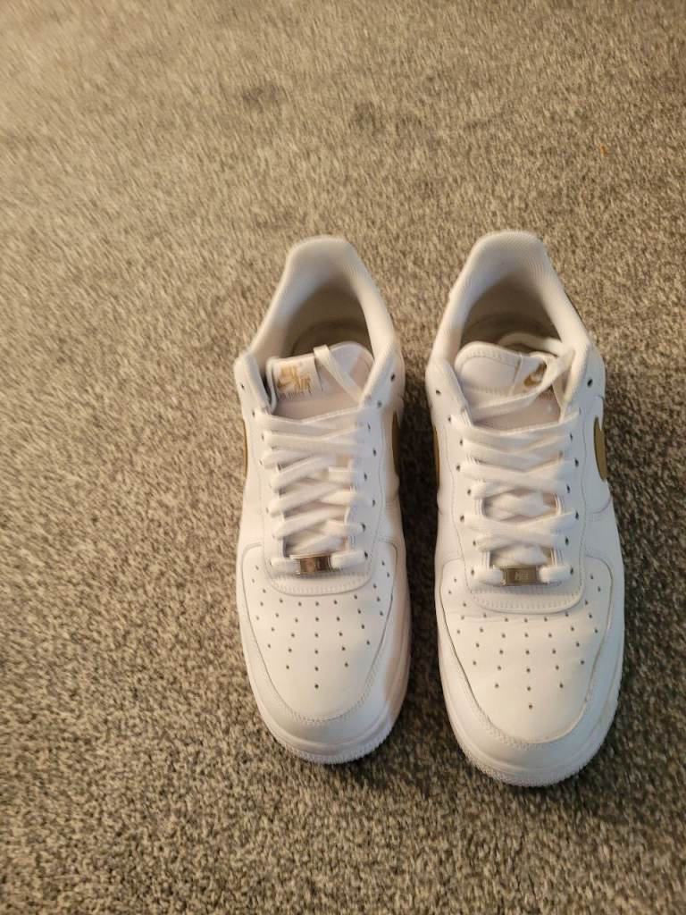 Nike Air Force 1 White Gold Trainers - size 12 As Good As New