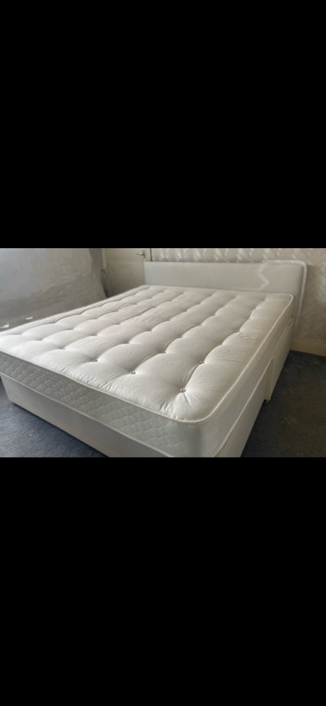 Super king size bed and headboard and mattress