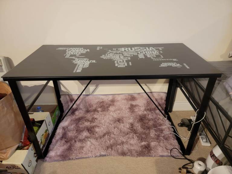 Glass Top Writing Desk Computer Table - Black