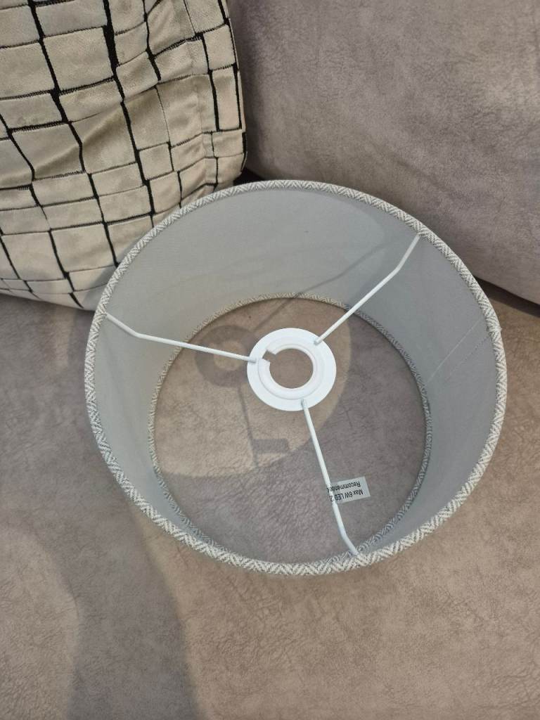 Light Grey Fabric Lampshade – Herringbone Pattern, As Good As New | in ...