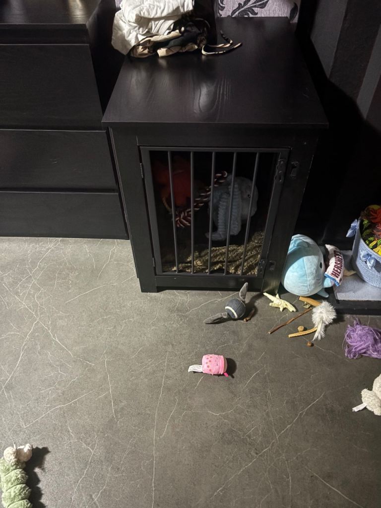 Black dog cage crate cupboard 