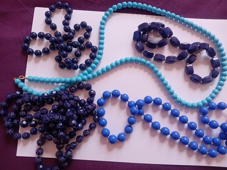 Blue Bead Necklaces x 5