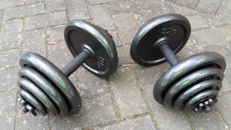 40KG CAST IRON DUMBBELL WEIGHTS PLATES SET - 2 x 20KG