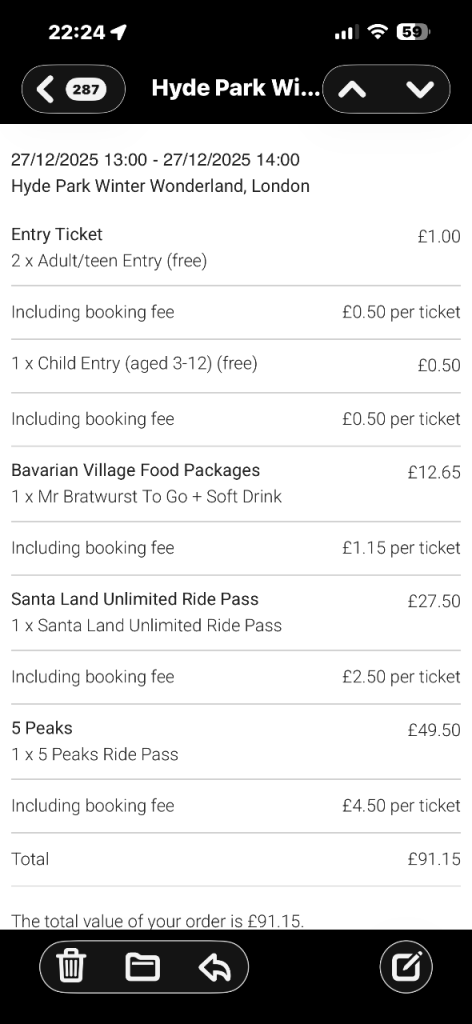 Winter wonderland tickets for 50