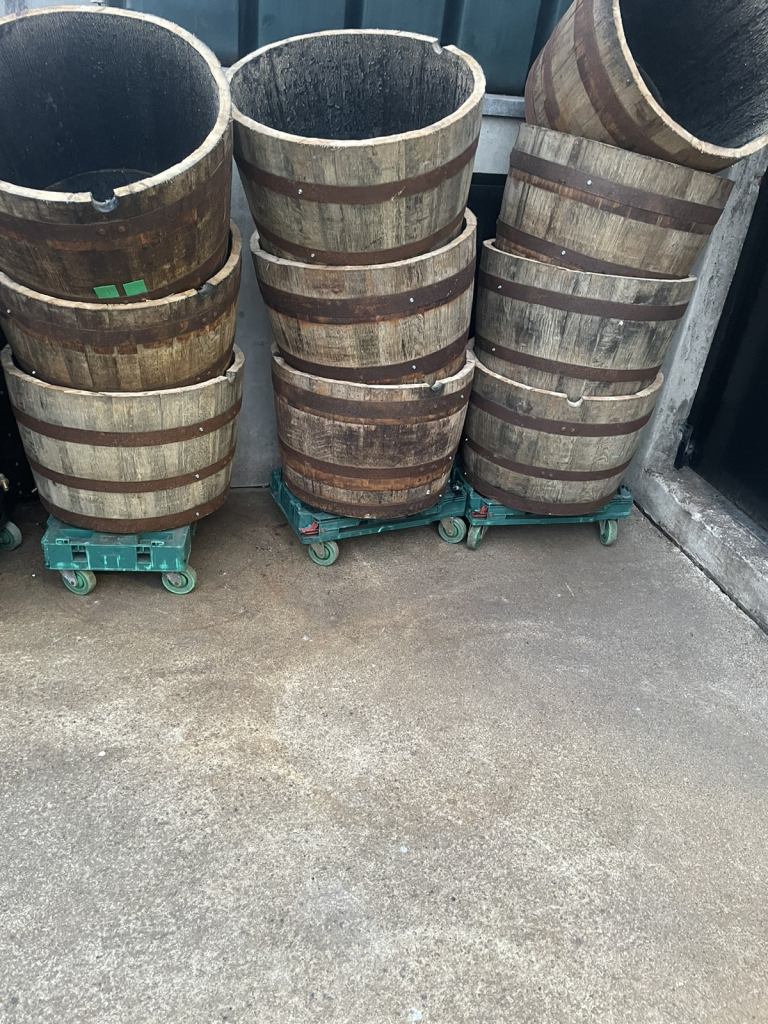 Whiskey barrel planters 