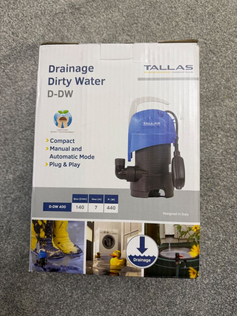 Tallas Drainage Dirty Water pump D-DW 400 Brand New In A Box