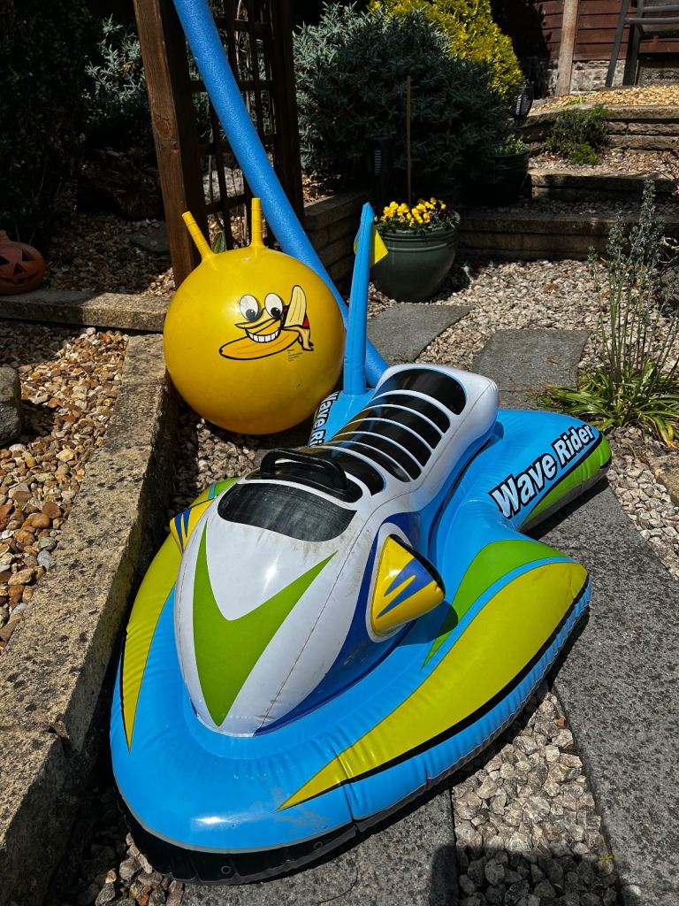 Wave rider ride-on and space hopper and swim noodle 