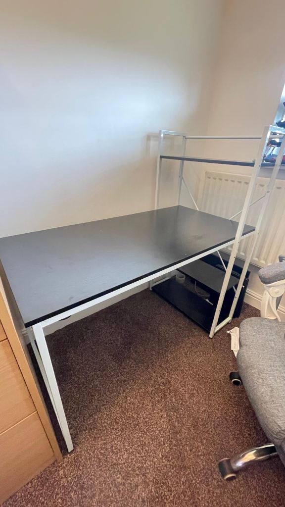Modern Office Desk with Shelving Unit