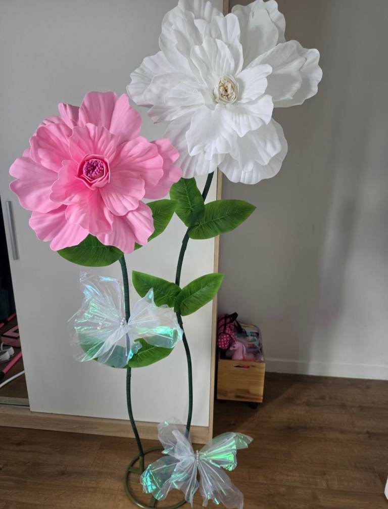 Large Decorative Floor Flowers - Pink and White