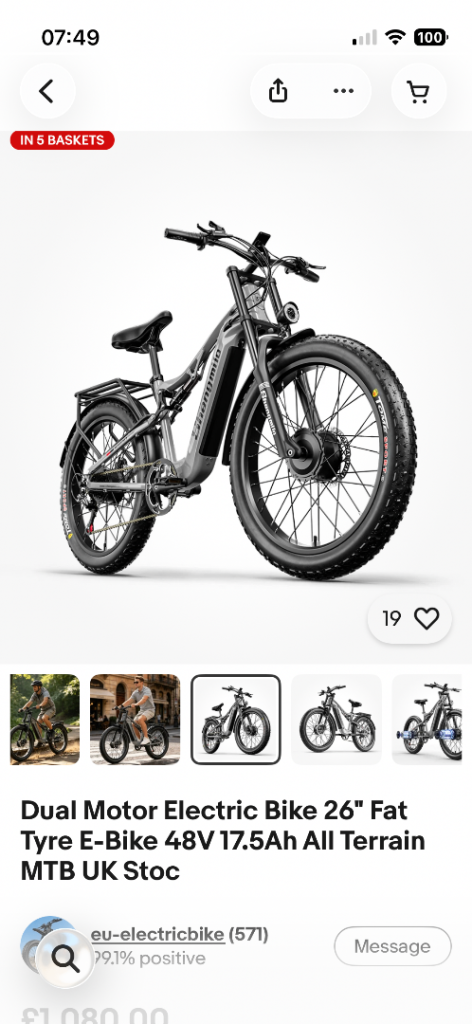 Dual Motor Electric Fat Tyre E-Bike 26" All Terrain MTB