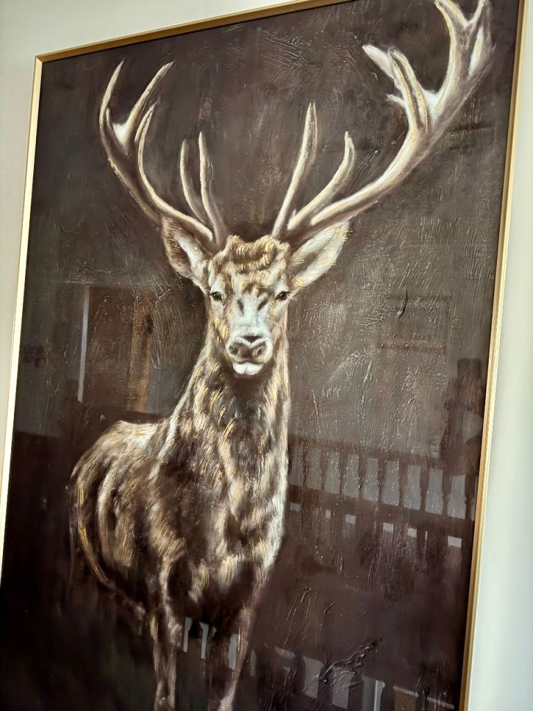 Large Handcrafted Royal Stag Picture in Gold Frame