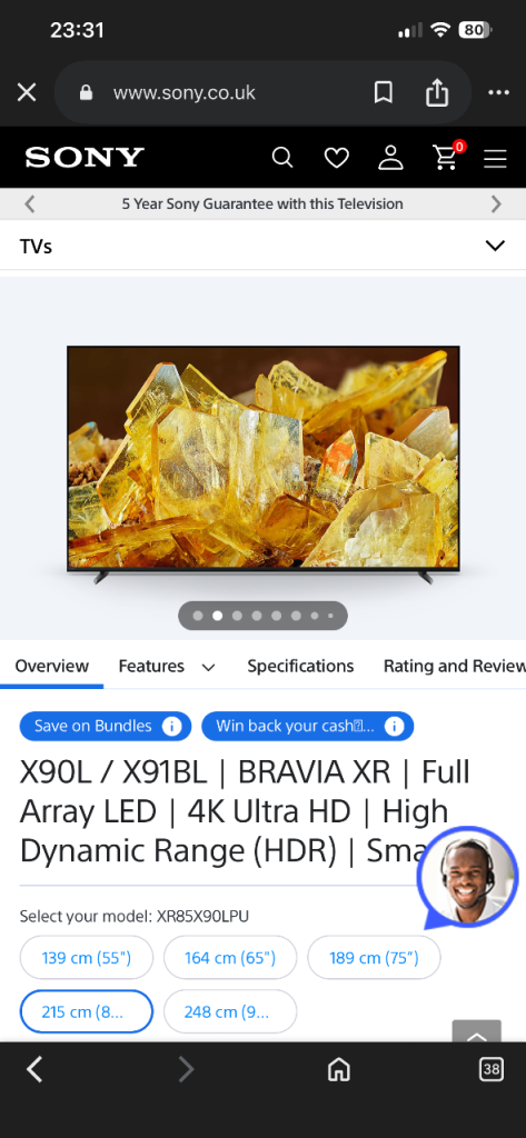 image for Sony XR85X90LPU 85-inch 4K HDR Full Array LED TV Ultra HD Smart TV Retail £2499 Bargain !!! 