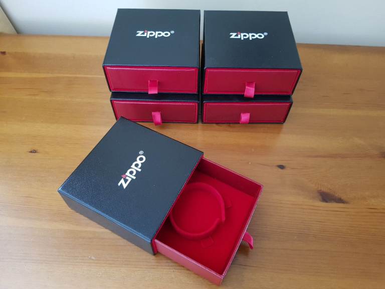 Zippo Bracelet Boxes x5 – Black and Red, New Condition - ex shop stock