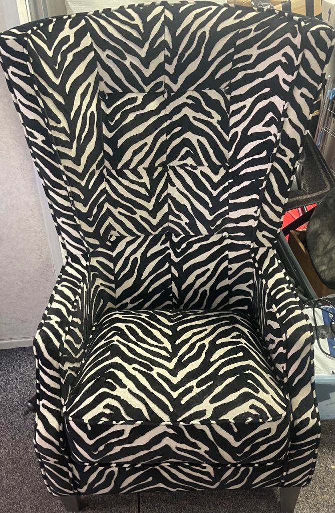 Wingback Zebra Print Arm Chair 