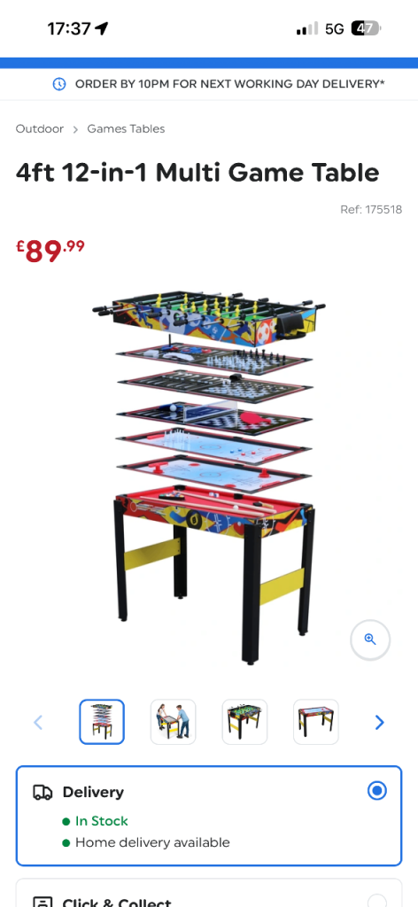 4ft 12-in-1 Multi Game Table - kids 