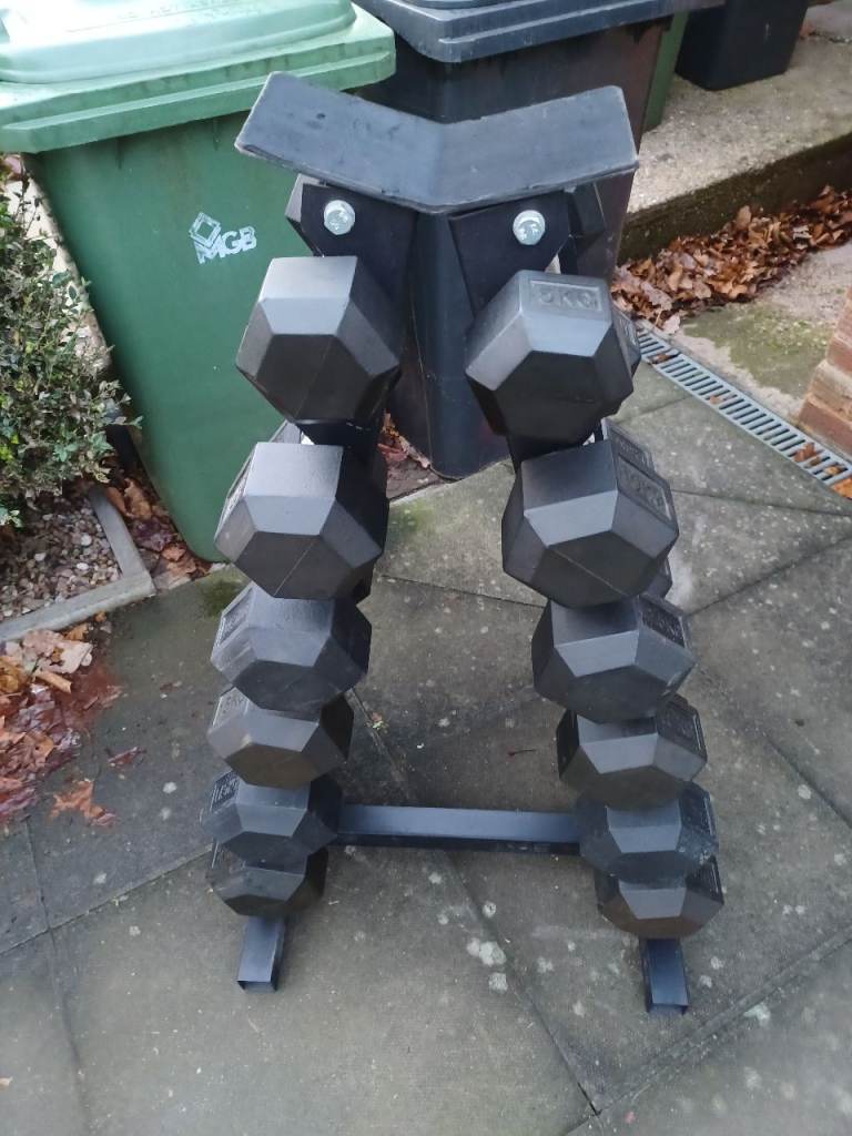 RUBBER HEX DUMBBELLS WEIGHTS SET - 5/10/12.5/15/17.5/20KG