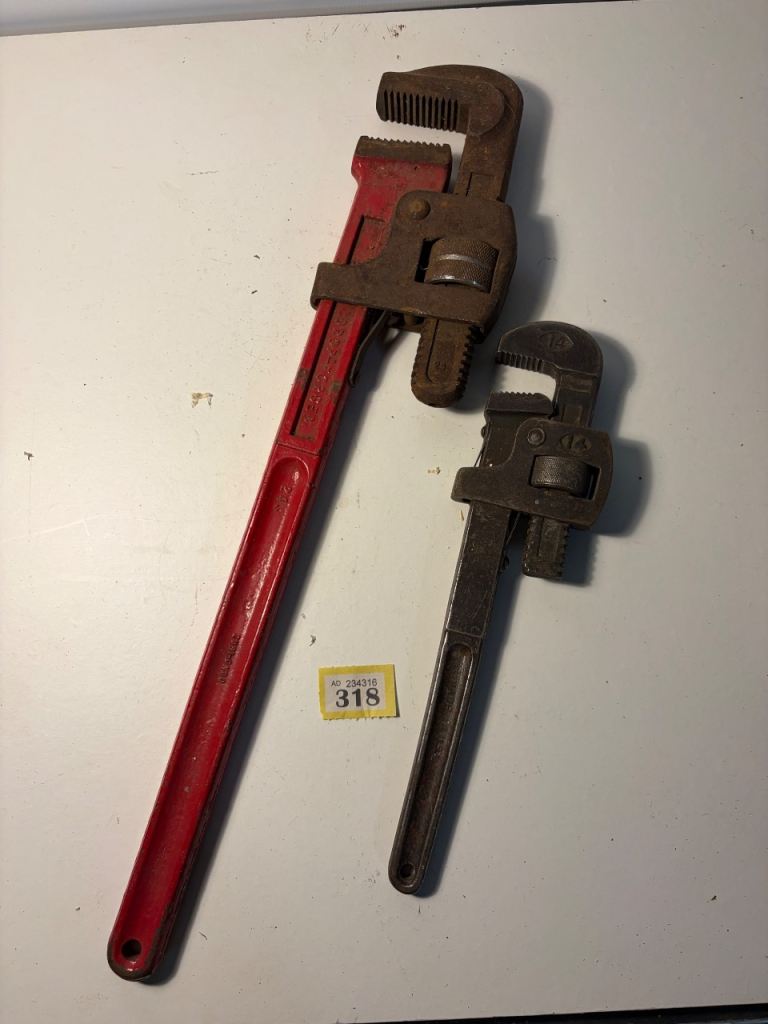 Pair of Vintage Pipe Wrenches – Red and Grey, Fair Condition | in Bury ...