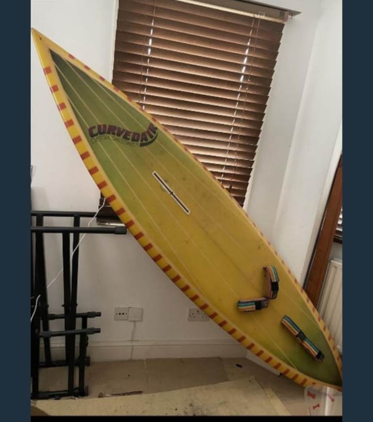 Vintage glass surfeboard 