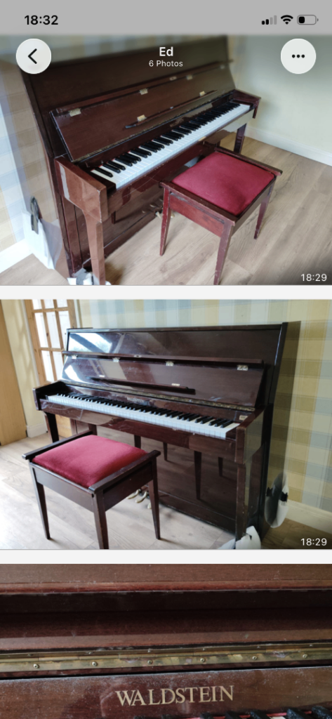 Waldstein Upright Piano with Matching Stool - Good Condition