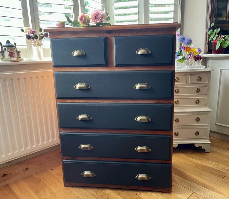 Lovely Large Black Chest of Drawers Newly Up-cycled.