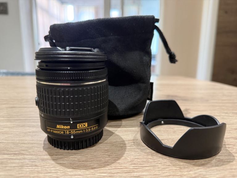 Nikon AF-P DX Nikkor 18-55mm Lens with Hood and Pouch