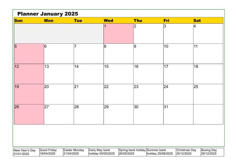 Print planner 2026 with your name business title, 12 months 12 sheets A4 Black and white