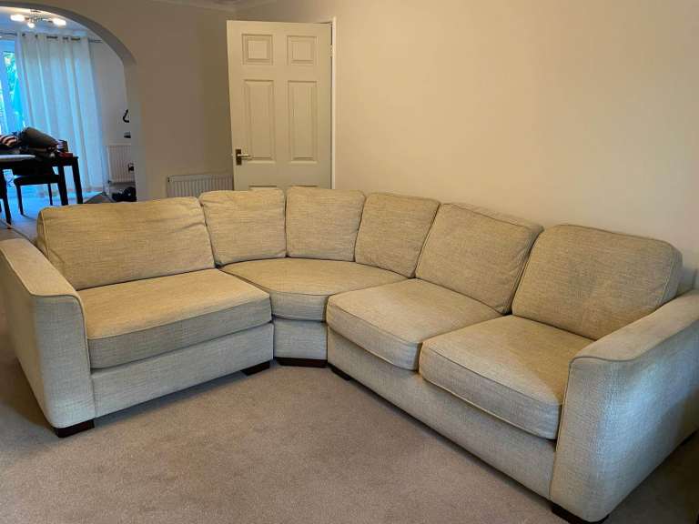 Corner Sofa, Smart Beige Fabric, Good Condition