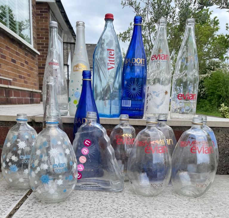 Collectible Evian and Badoit bottles
