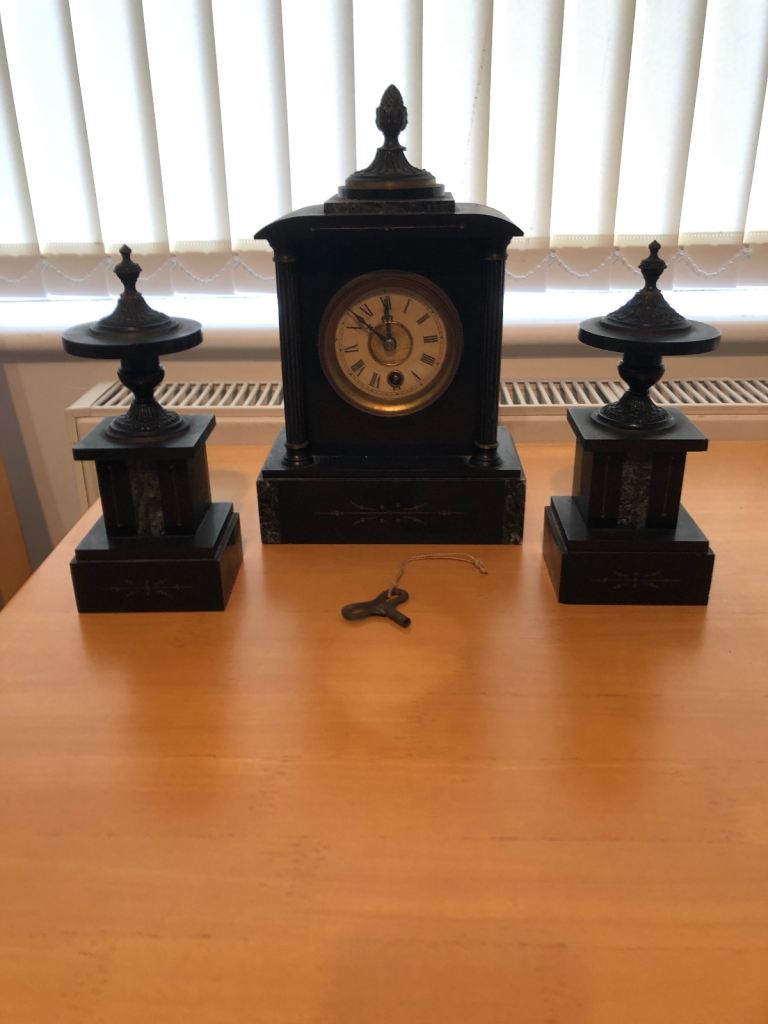 image for Victorian Mantle clock and ornaments, not working
