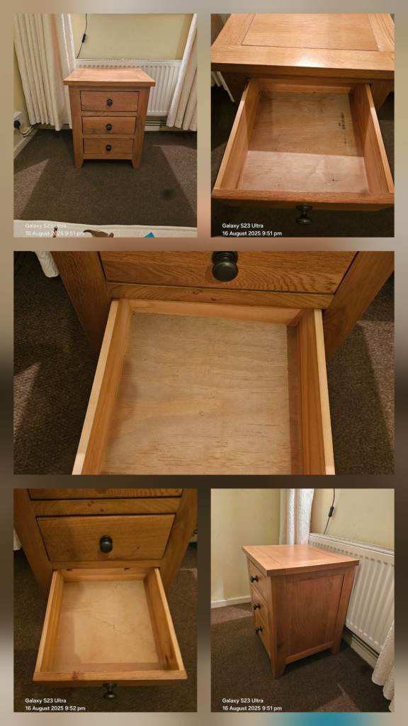 image for Solid-Oak Wooden Bedside Table