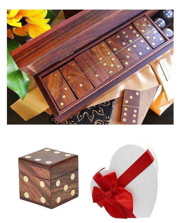 Domino oracle divination board + dice domino wood gift
