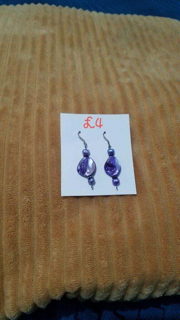 Handmade purple earrings,  New  £3