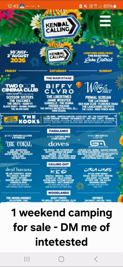 Kendal Calling 2026 Weekend Camping Ticket