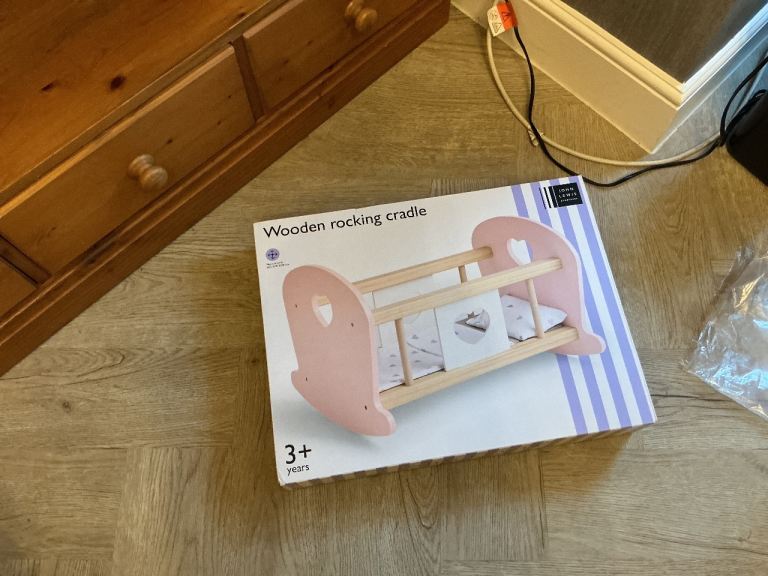 New Wooden Rocking Cradle for Dolls – Pink John Lewis, £15.00 for Sale