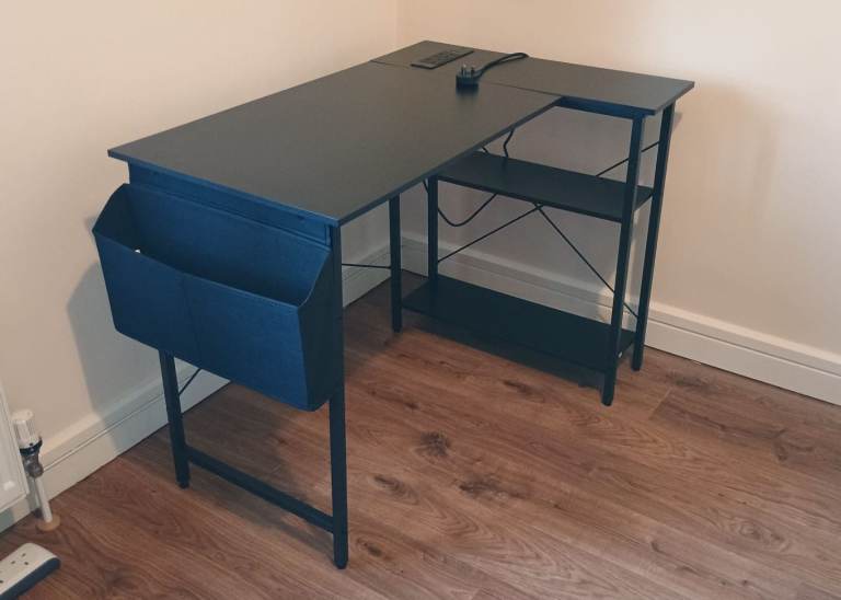 Home Office Gaming Desk Table + Power Outlet