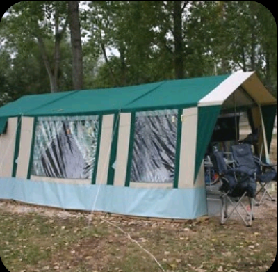 Green & Cream Trailer Tent — Spacious Family Camping