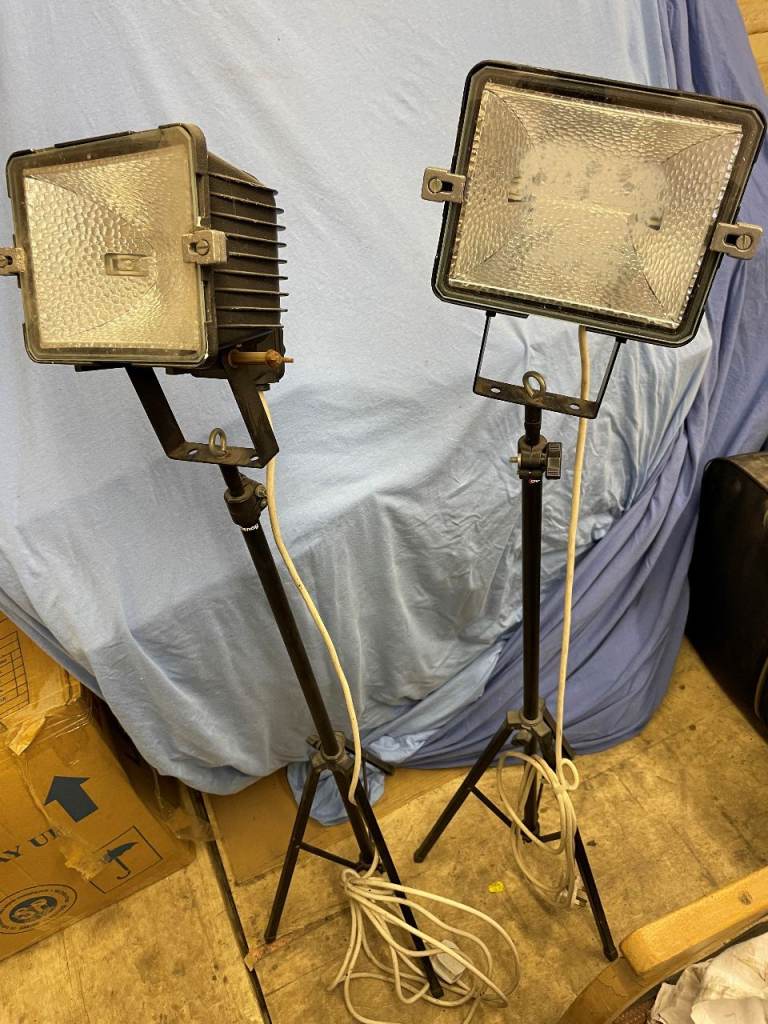Pair of Floodlights with Stands – Good Working Order